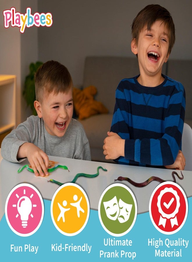 Playbees ثعابين بلايبيز المطاطية - عبوة من 12 قطعة - 14 بوصة - تشكيلة متنوعة من الثعابين الواقعية، ثعابين حقيقية للأطفال، مناسبة للمناسبات والمقالب، مرنة وتطفو على الماء لمزاح الأصدقاء والعائلة - Image 4